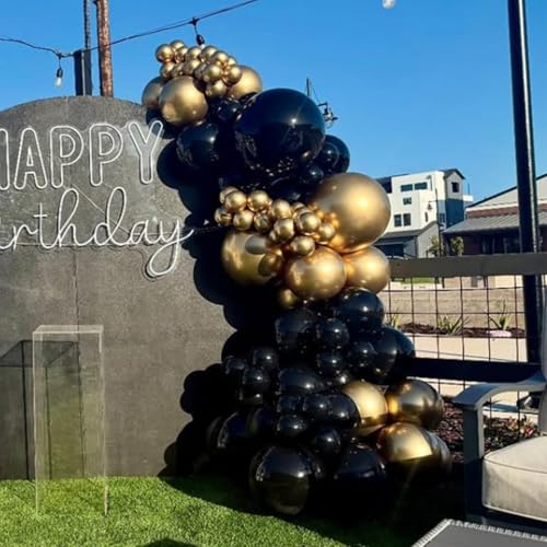 Image of Black and Gold Balloons Garland Arch Kit, Black Gold Balloons for Class 2026 Graduation Class Decorations, Birthday, Retirement, Anniversary, New Year Party Decorations