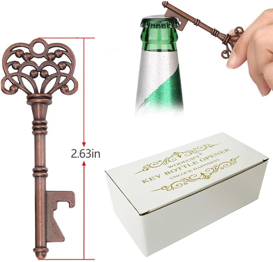Miniatura 3 de WODEGIFT 60 abrebotellas con llave, recuerdos de boda, regalos de fiesta de despedida de soltera con etiqueta de tarjeta y cadenas, decoraciones o