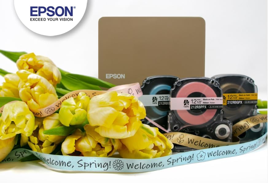 Epson LABELWORKS 212RBBPX Genuine PET (Polyester) Tape Cartridge - Black on Blue Ribbon Designer Craft Label Maker Tape - 1/2" (12MM) Wide, 16' - Image 6