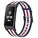 XIMU Correa Compatible con Fitbit Charge 3 Correa/Charge 3 SE Correa de Recambio Tejida,Silicona de Sport Mujeres Ccorreas de Fitbit Charge 3 /Charge 3 SE (L(6,5-8,7inch), Azul y Rayas Rojas)