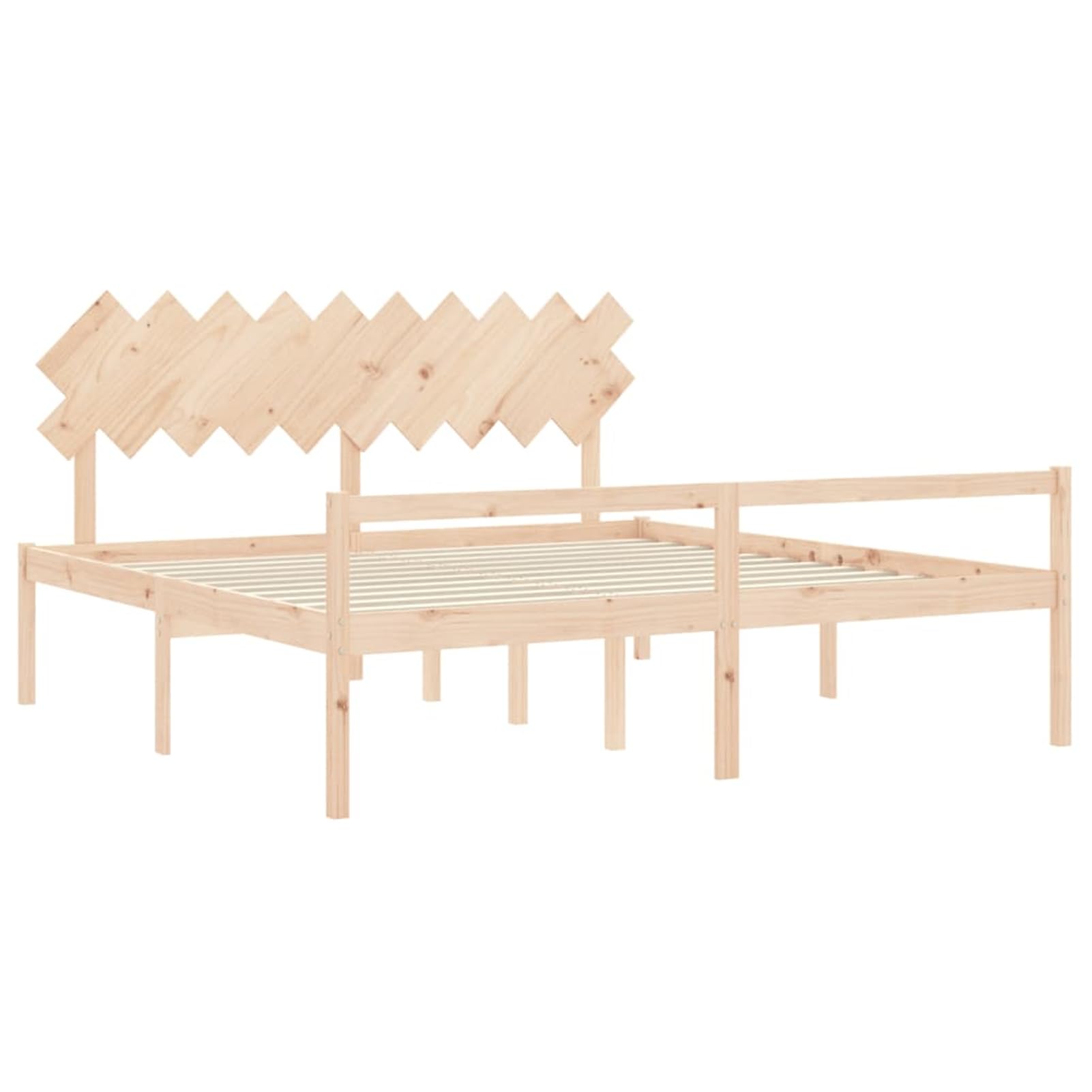 Homgoday Massives Kiefernholzbett 200x200 cm mit Stauraum, Seniorengerecht, Höhe 45 cm - Holz Bett Model3195566