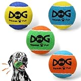 INSUM Squeaky Balls for Dogs, Squeaky Dog Toys Balls for Fetch, Funny Puppy Chew Toys, Built-in Squeaker, Idea for Doggie Birthday Gift, Medium - 4 Pack