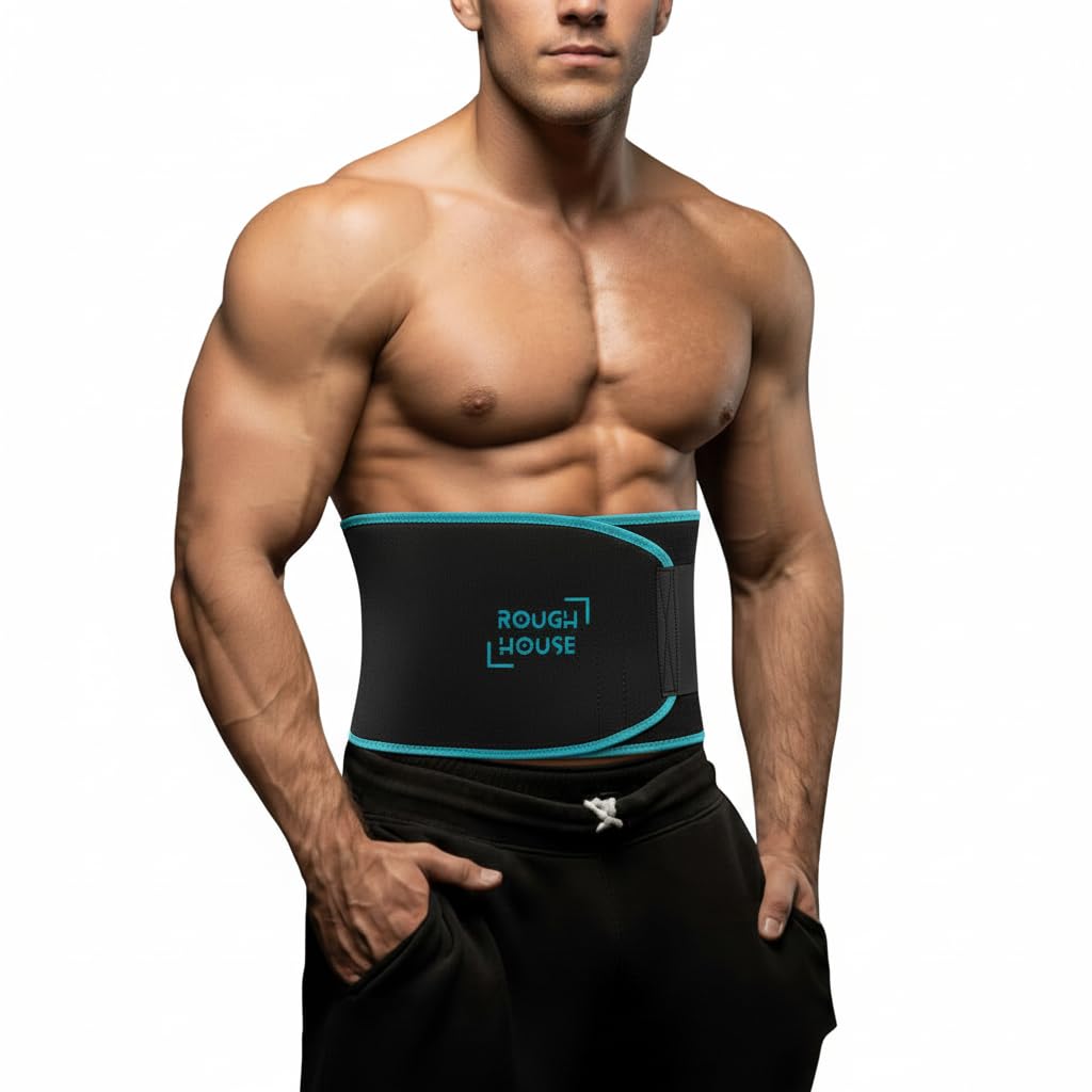 Roughhouse Sweat Slim Belt for Men & Women – Neoprene Sauna Waist Belt for Workout & Core Support, Adjustable Compression Belt for Gym, Running & Home Training (Best Value Fitness Essential)