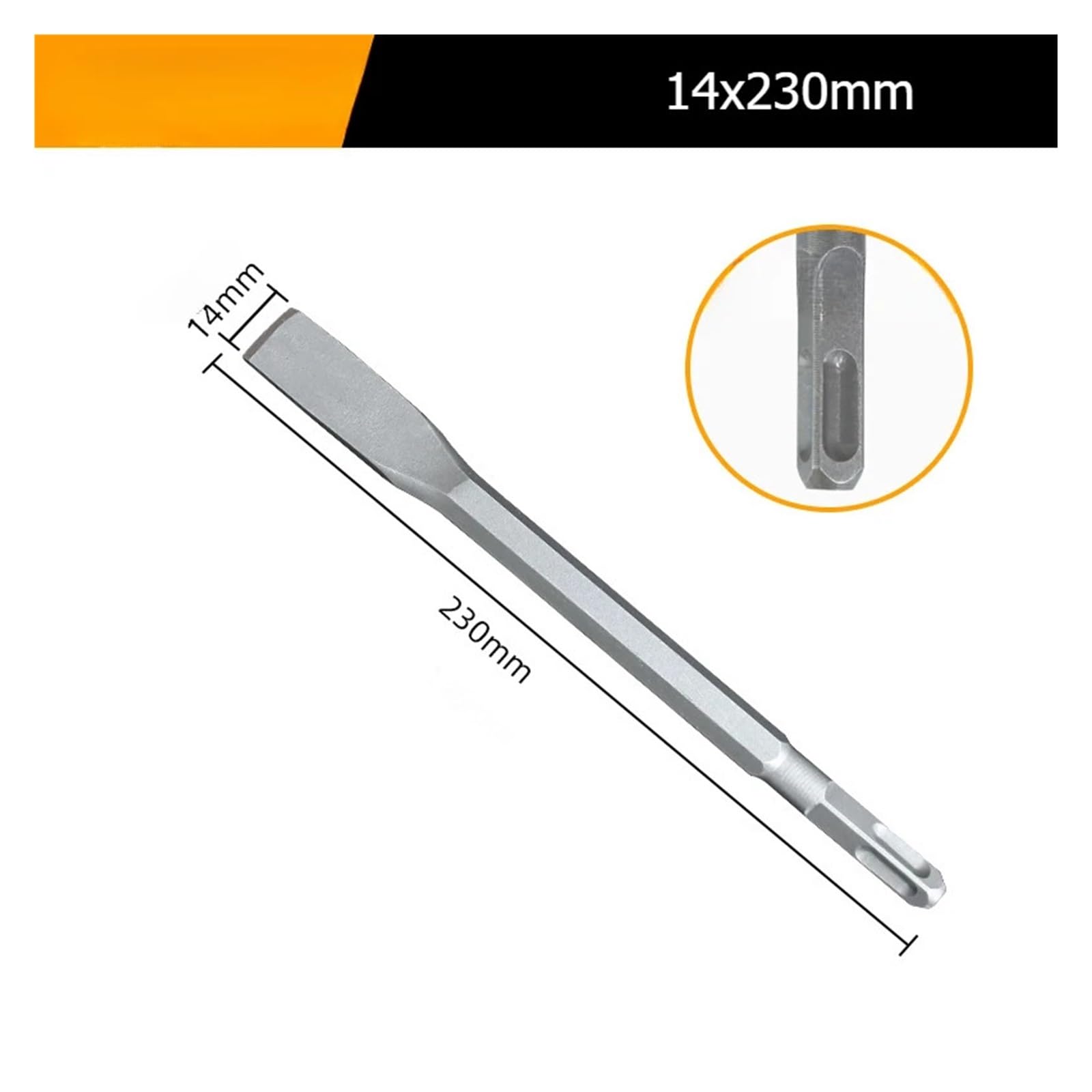 1ps Cincel SDS/Plus de 250 mm con Mango Rectangular, Martillo eléctrico, Punta ranurada, cincel Plano, Herramientas de mampostería for hormigón, ladrillo, Pared, Roca(Flat Chisel)