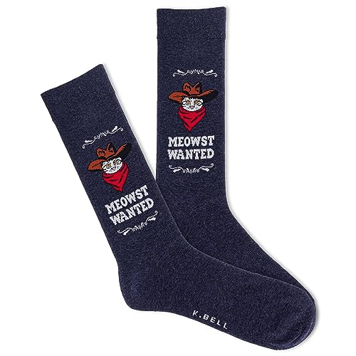 Chaussettes à motif Meowst Wanted pour homme en denim chiné