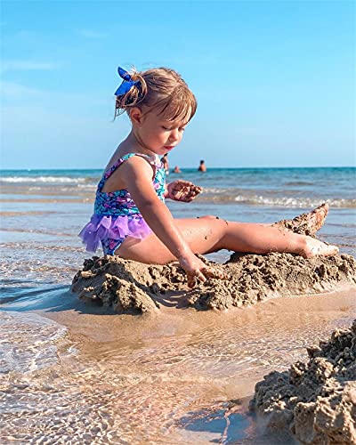 Swimsobo Toddler Girls Swimsuits One Piece Mermaid Fish Scales Printed Bathing Suit Adjustable Strap Swimwear Ruffle Tulle Skirt For Hawaiian Holiday Summer Beach 3-4T #TOP5
