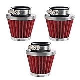 LRLLX 42mm Universal Motorcycle Red Air Filter for 125cc 150cc 200cc 250cc ATV Quad Go Kart Scooter Pocketbike Dirt Bike Parts（3PCS）