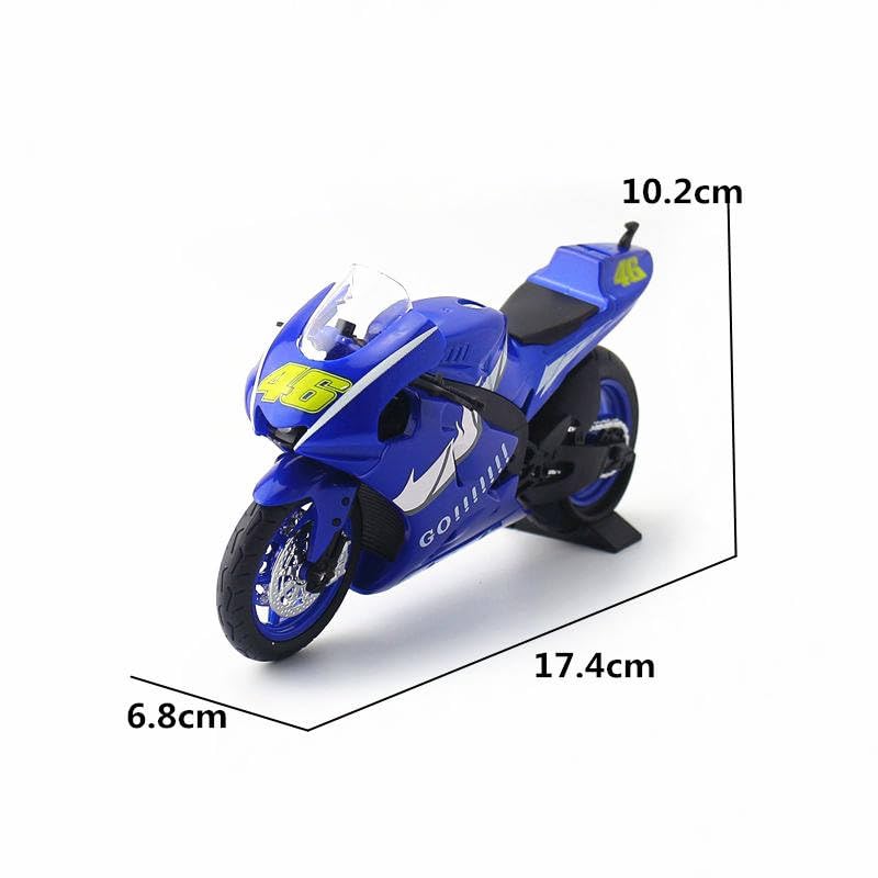 Image of FEXXA Police Motorcycle Toy - Pull Back Motorcycle Toys, Tiny Gift with Music Lighting, Latte Motorcycles Toy for Kids Boys Age 3-8 Year Old [NEW] (1.12 YAHAMA Moto GP Gavin Bike-Blue)