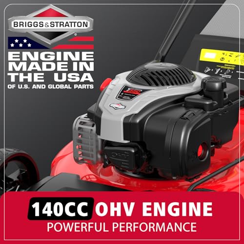 Image of PowerSmart 21 inch Self-Propelled Gas Lawn Mower, 140cc Briggs & Stratton Engine, 3-in-1 Mulching /Bagging /Side Discharge, 6 Cutting Heights, Durable Steel Deck, Rear-Wheel Drive for Yard & Garden