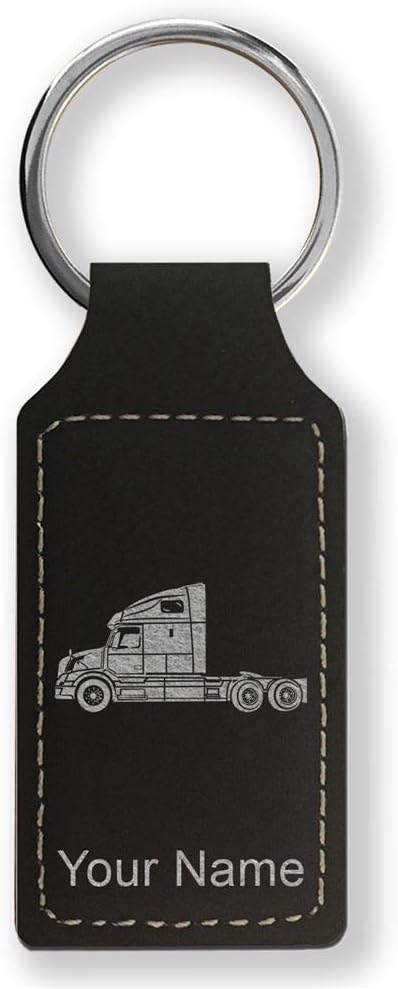 Rectangle Keychain, Truck Cab, Personalized Engraving Included