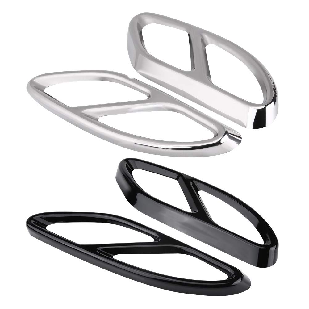 Embellecedores de escape, cubierta del tubo de escape 1 par de embellecedores de la cubierta del tubo de escape del silenciador de escape para Mercedes-Benz GLC C Clase E C207 Coupe 14-17(Plata)