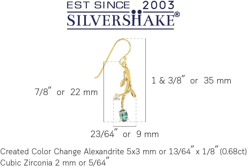 Silvershake Petite Gemstone White Gold Plated or Yellow Gold Plated 925 Sterling Silver Vine Leaf Dangle Hook Earrings Jewelry for Women or Teens
