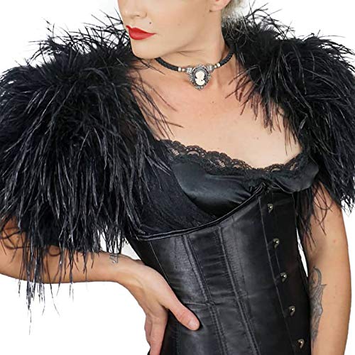 Natural Ostrich Feather Fringe Trim - Feathers Sewing Crafts Decor for Dress Costume 4-6 inches 2 Yards Erikord(Black)