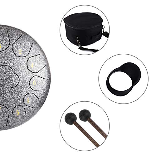 Steel Tongue Drum 13 Notes 12 Inch Percussion Instrument C-Key Handpan Drum With Bag,Couple of Mallets,for Musical Education Concert Mind Healing Yoga - Thumbnail 2