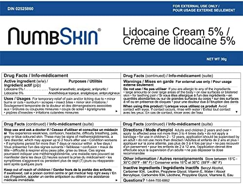 Numbskin Tattoo Numbing Cream | 5% Lidocaine Topical Anesthetic Cream | Maximum Strength Fastest Acting Pain Relieving Cream with Vitamin E, 30g (1 Tube) — view 6
