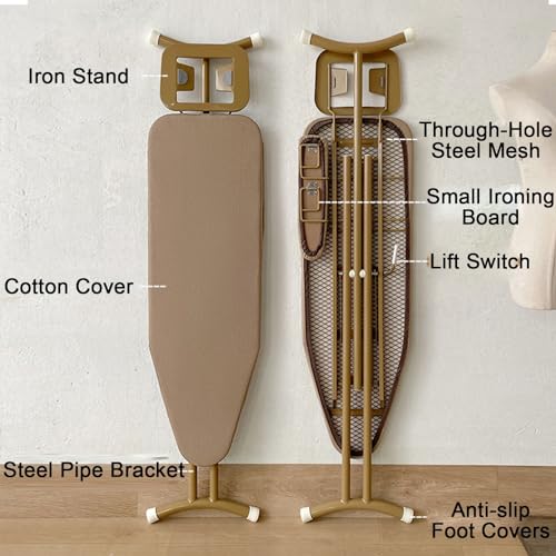 LXRHLIKG Foldable Ironing Board, Extra Durable Ironing Boards with 8 Height Adjustable and Sturdy X-Shaped Support Frame (Color : Brown) - Image 6