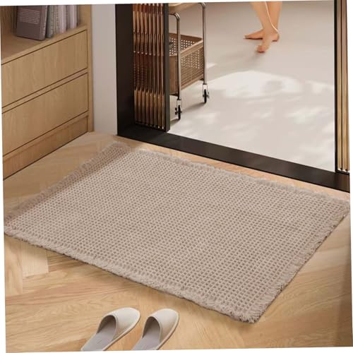 Tapis de bain gaufré marron clair 45x76 cm absorbant et doux