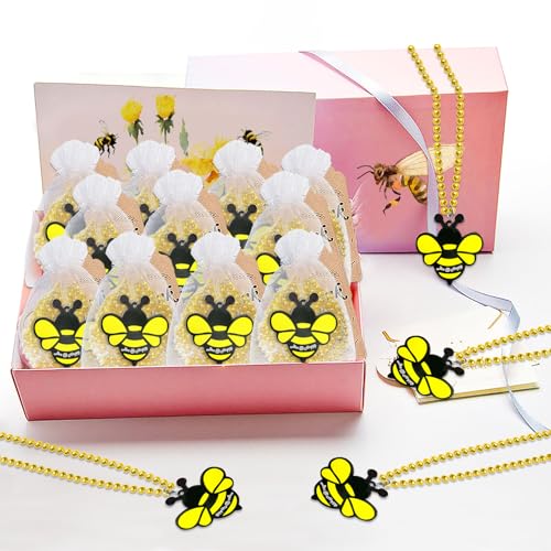 Image of 24 Pack Bee Necklace Party Favors for Mommy To Be, Bumble Bee, Honey Bee Party, Baby Shower, Animal Lover, Birthday, School Carnival Rewards, Home Decorations, Classroom Prize