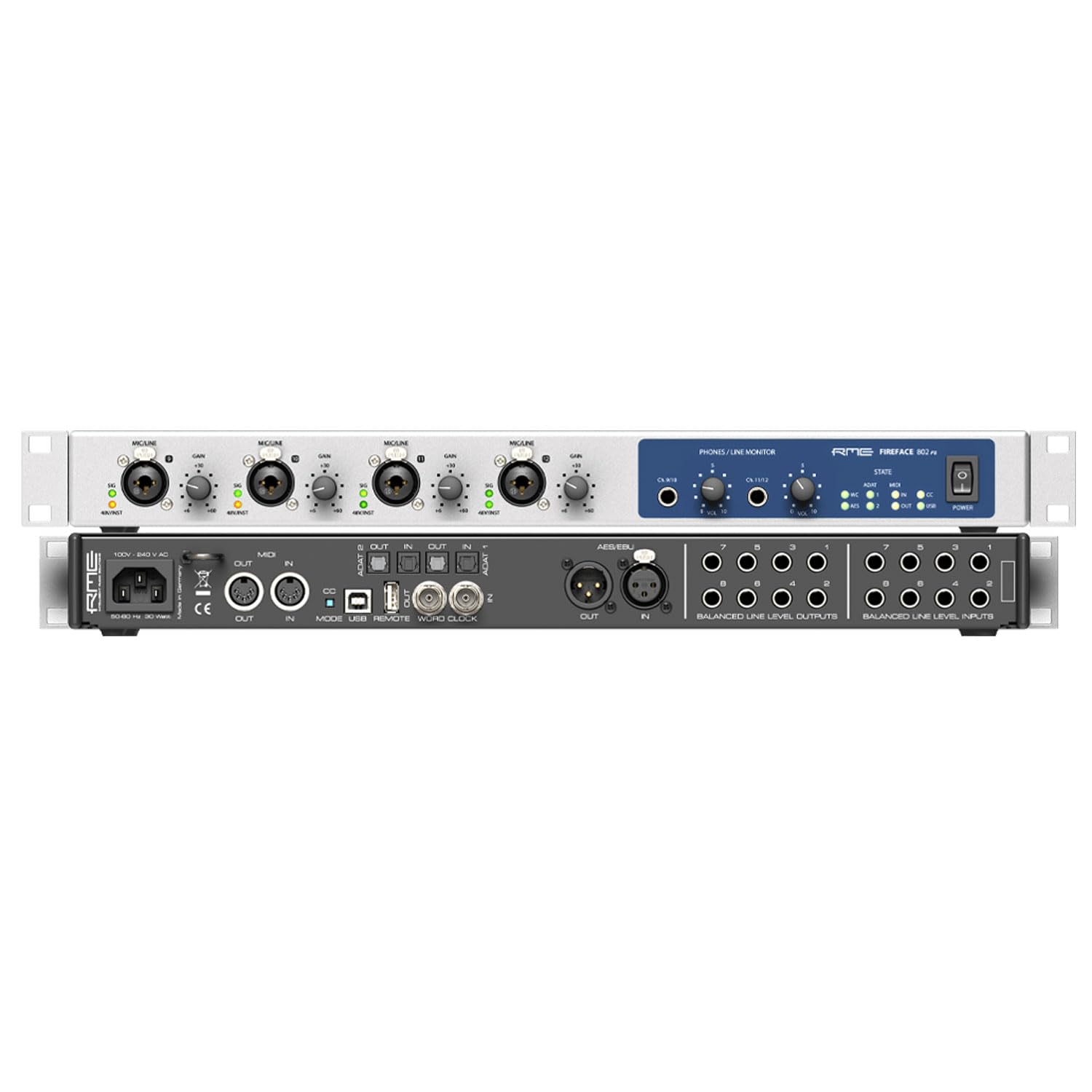 RME Fireface 802 FS 60 canali USB Audio Interface + 2 cavi Keepdrum XLR 6 m