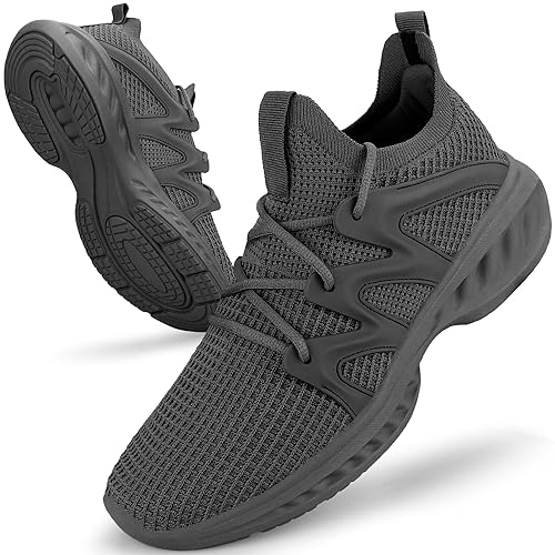Image of Pujcs Men's Slip On Walking Shoes - Lightweight Breathable Mesh Sneakers for All Day Standing,Non Slip Shock Absorbing Athletic Footwear for Gym,Travel & Work