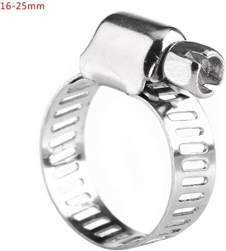 10pcs Adjustable Stainless Steel Hose Clamps - Heavy Duty Galvanized Drive Hose Clips for Fuel Line, Pipe, and Tube Fastening(16-25mm)