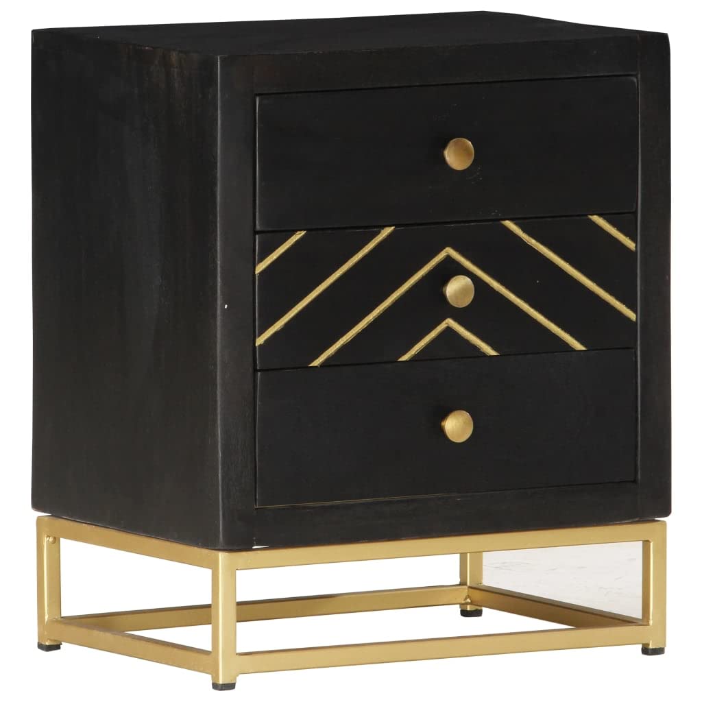 Table de nuit vintage avec 3 tiroirs de rangement 40x30x50cm