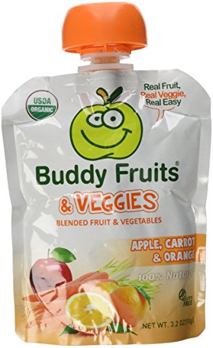 Buddy Fruits & Veggies 12 Pack Squeezable Fruit and Veggies Pouches - Apple Carrot and Orange