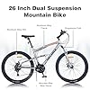 FOMAS Mountain Bike 26 inch 21 Speed Full Suspension MTB Bike Dual Disc Brake Mountain Bicycle for Adult Men Women Cycling Gray #2