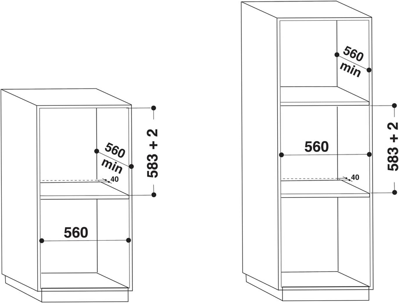 Installation dimensions for Hotpoint oven