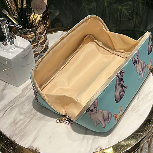 Hoyofo Waterproof Makeup Bags Travel Cosmetic Bag Pu Leather Makeup Accessories Organizer, Blue #TOP1