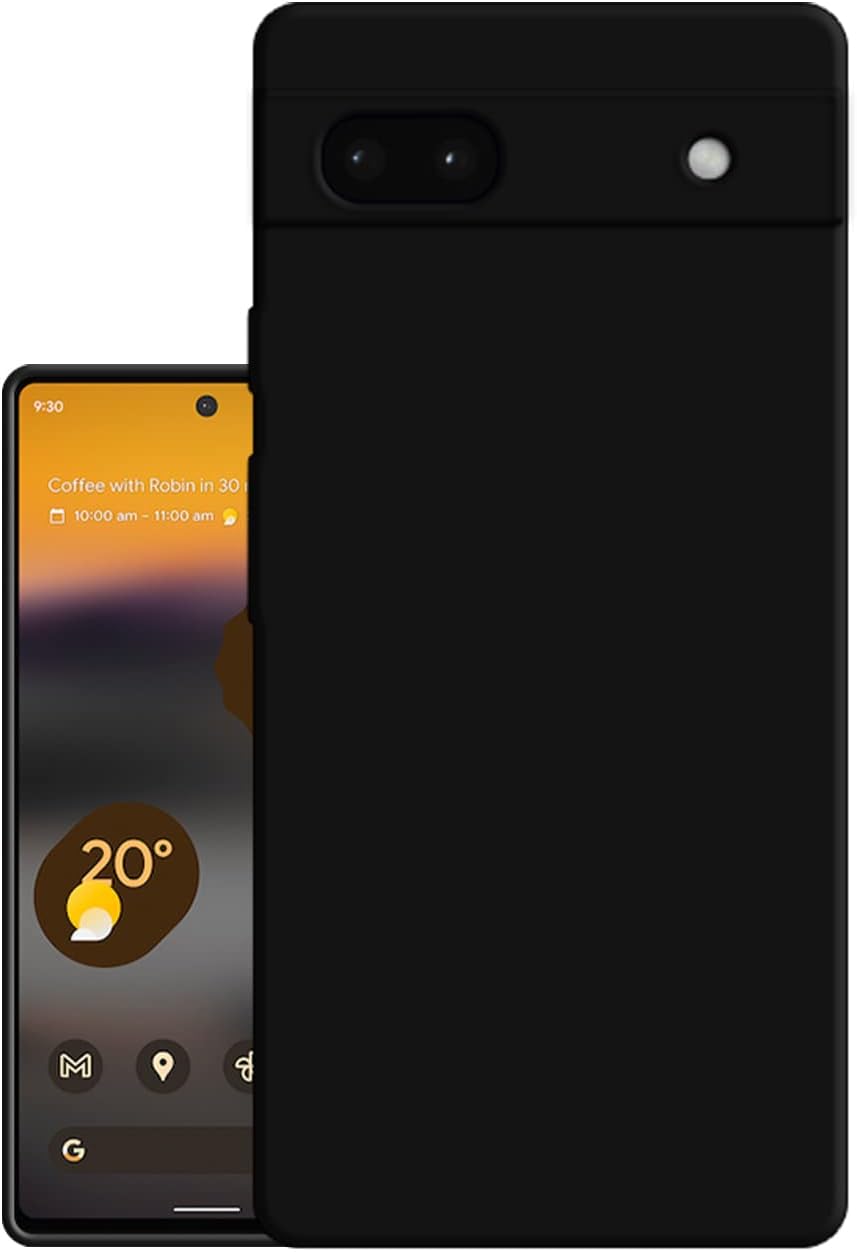 Google Pixel 6a Embosed Designer Safety Back Case Cover with Camera Protection - Black (Matte Finish)