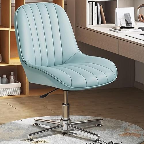 Silla de Escritorio de Oficina sin Brazo ergonómico Moderno con Base giratoria de Cuero PU y diseño cómodo para Uso de la Oficina en casa (Caqui)