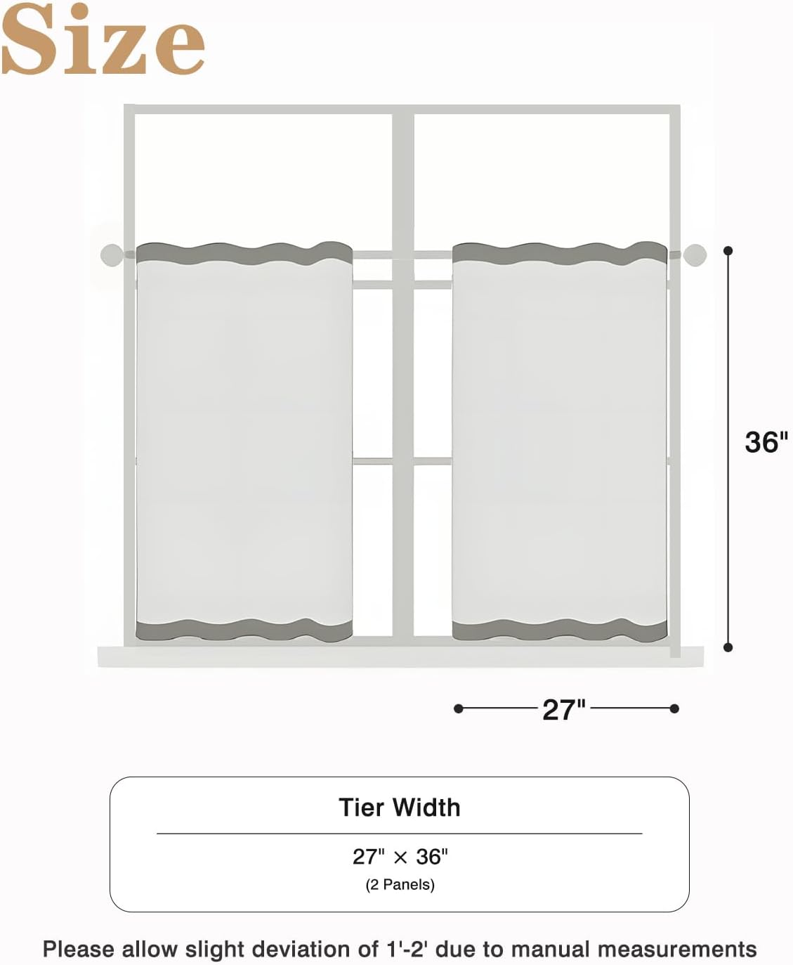 Easy Home Short Blackout Window Curtain Rod Pocket Thermal Privacy Curtain Tiers 36 Inch Length for Kitchen Farmhouse Closet, Living Room, Bathroom Shades 2 Panels, Each 27" W X 36" L White