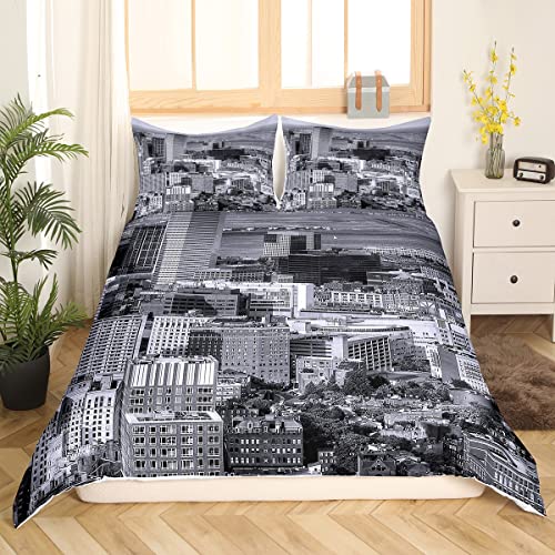 Cityscape Bedding Set For Girls Boys Children Historical European Scenery Comforter Cover City Building Duvet Cover Room Decor Famous City Scene Bedspread Cover Twin Size Bedding Collection 2Pcs #TOP1