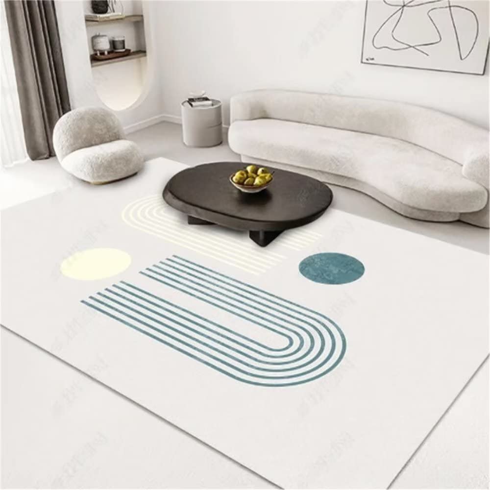 Tapis chambre ado durable anti-usure rayures bleues 140x200
