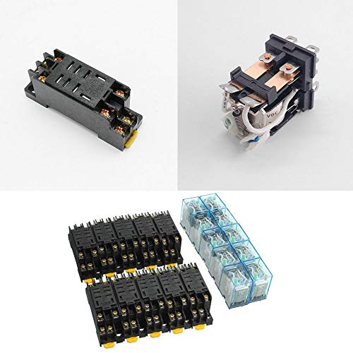 Ximimark 5Sets DC 12V Coil Power Relay LY2NJ HH62P JQX-13F DPDT 8 Pin 10A With Socket Base