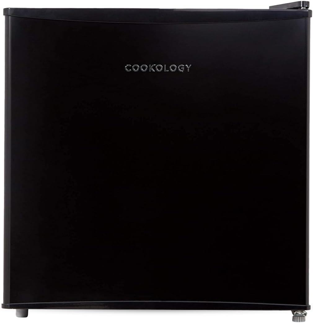 46L Small Tabletop Mini Fridge with Chiller Box - For Counter Tops - Reversible Door - Adjustable Temperature Control & Legs - Black