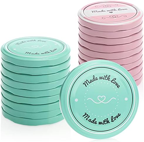 COM-FOUR® 20x replacement lid for jam jars "Made with Love" - screw lid for lintel jars and mason jars - TO 82 mm (20 pieces - Ø 82 mm)