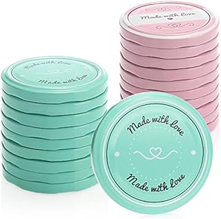 COM-FOUR® 20x replacement lid for jam jars "Made with Love" - screw lid for lintel jars and mason jars - TO 82 mm (20 pieces - Ø 82 mm)