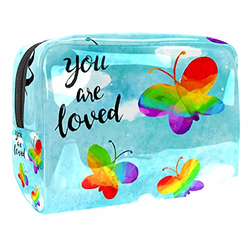 Bolsas de cosméticos impermeables, bolsas de cosméticos de viaje de mariposa de acuarela, bolsas de maquillaje portátiles multifuncionales, organizador de bolsas de cosméticos de viaje para mujer,