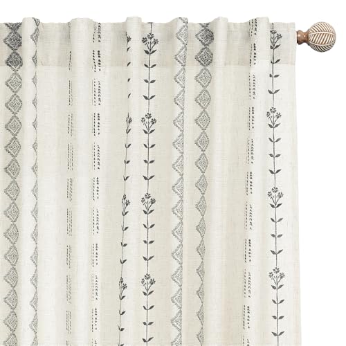 Lino Rosa 63 Inch Length Curtains,Sheer Linen Farmhouse Drapes 63 Inches Long 2 Panels Set