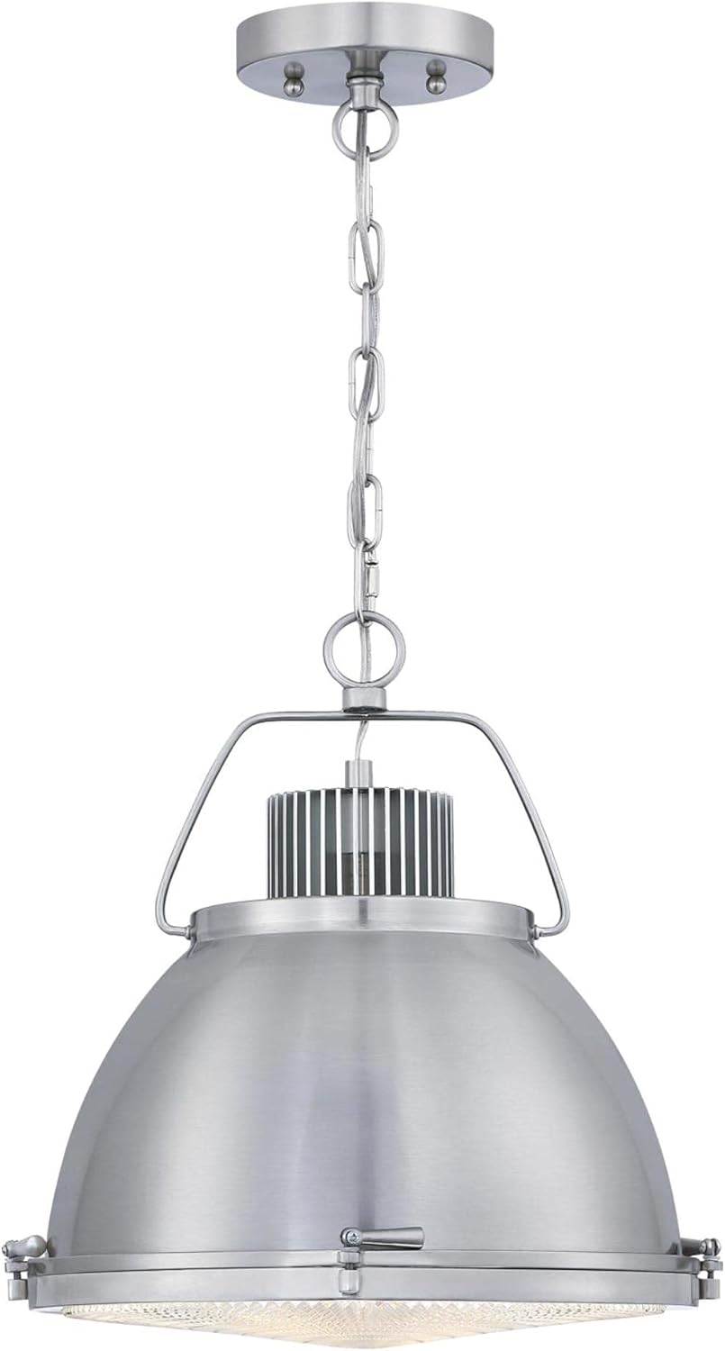 Westinghouse 6119400 Danzig Vintage-Style One-Light Indoor Pendant Light, Brushed Nickel Finish, Clear Prismatic Lens