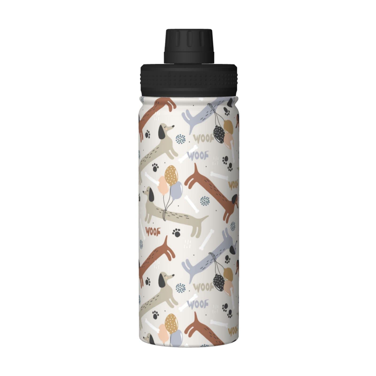 XqmarT Botella de agua, perro salchicha animal infantil, termos aislados, vaso de vacío de acero inoxidable de 18 onzas, frasco de agua