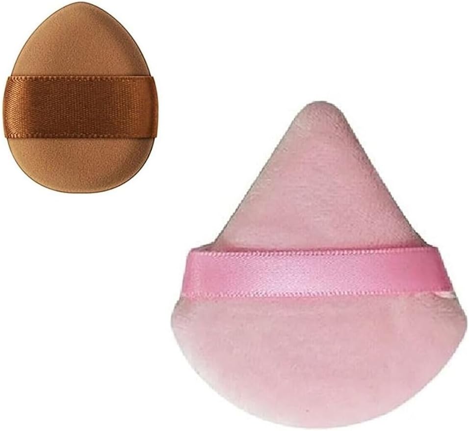 1 Adet Kahve Mini Ve 1 Adet Pembe Üçgen Kozmetik Puf Parmak Yüz Makyaj Göz Altı Kapatıcı Kuru Islak Bez Süngeri