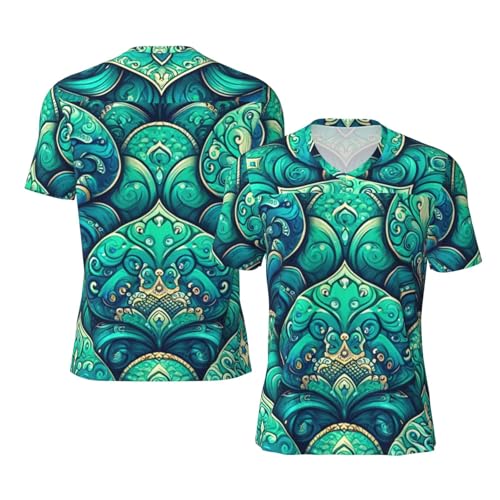 Stylish Athletic Sports Jersey Dark-Teal-Dragon-Scales Men's Rugby Jersey Small
