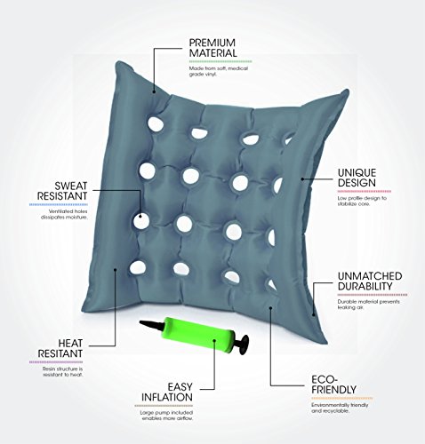 Premium Air Inflatable Seat Cushion - Comfortable Chair Cushion For Wheel Chair - Ideal For Prolonged Sitting - Ideal Seat Cushion For Daily Use (Gray) #TOP4