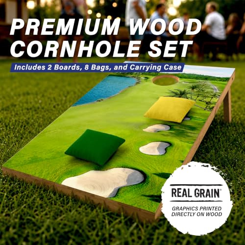 Image of GoSports 4 x 2 ft Regulation Size Wood Cornhole Boards - 10 Vintage Wood Designs (Choose Your Style)