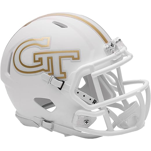 Georgia Tech Yellow Jackets Flat White Speed Mini Football Helmet - New in Riddell Box