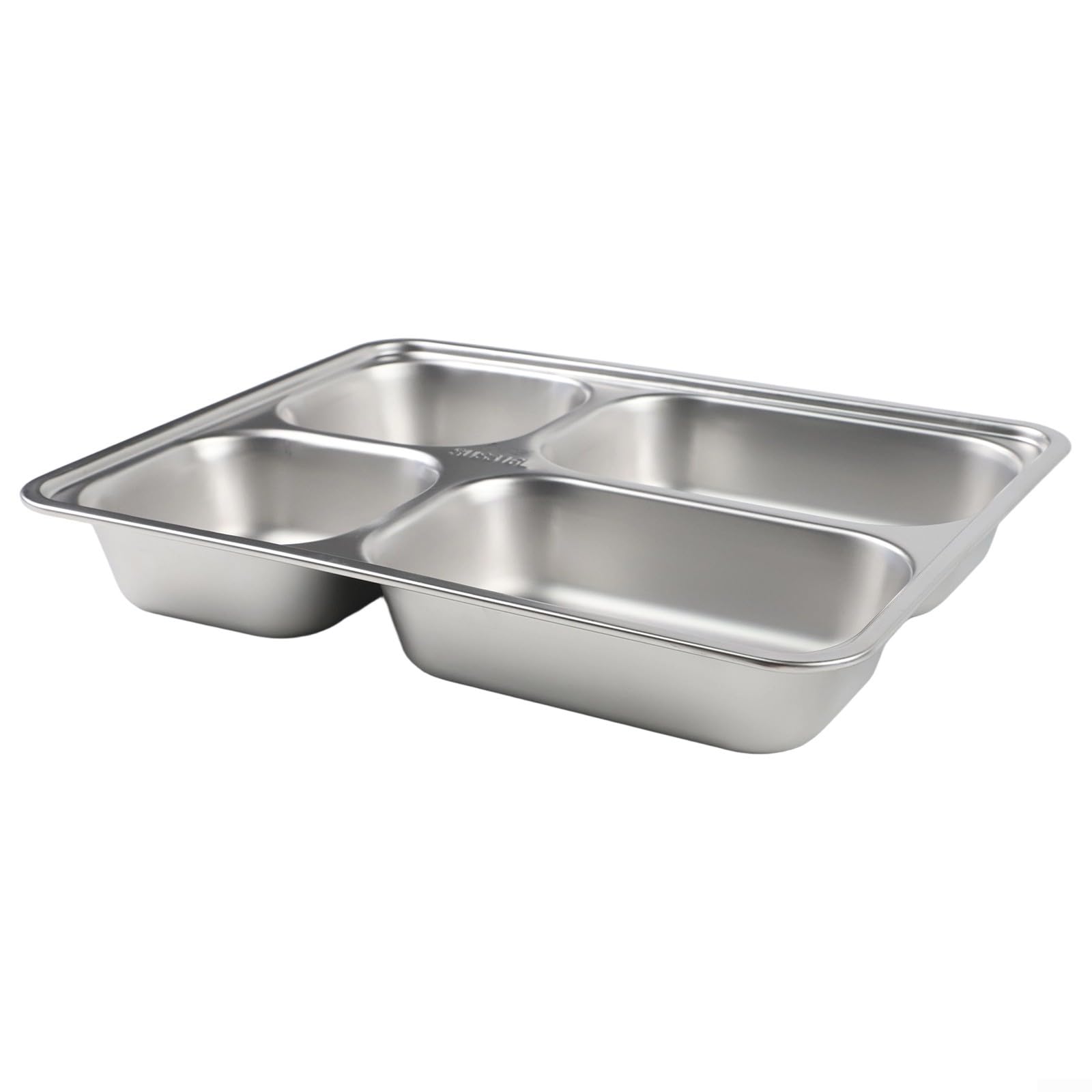 Plate Repas Acier Inoxydable avec Couvercle Compartiments pour Adultes Pique-nique Camping Réutilisable 28x22x4.3cm(A)