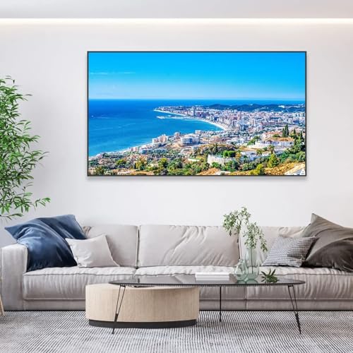 Affiche voyage côtes pour salon - Tableau mer et ciel bleu 50x100cm